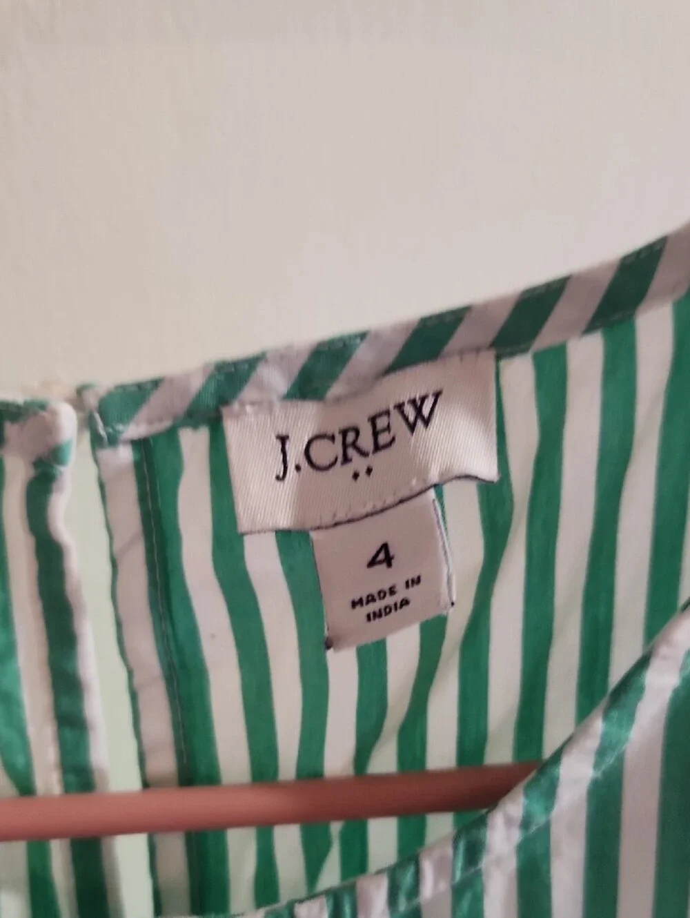 J.Crew Green and White Vertical Stripe Top
